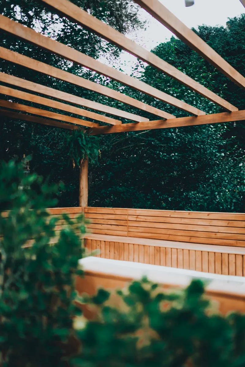 Cedar pergola open roof