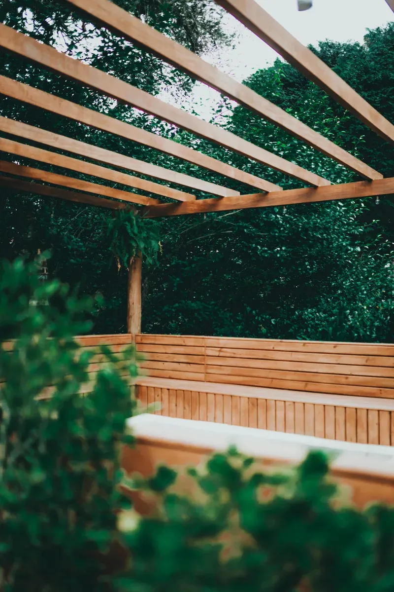 Cedar pergola open roof