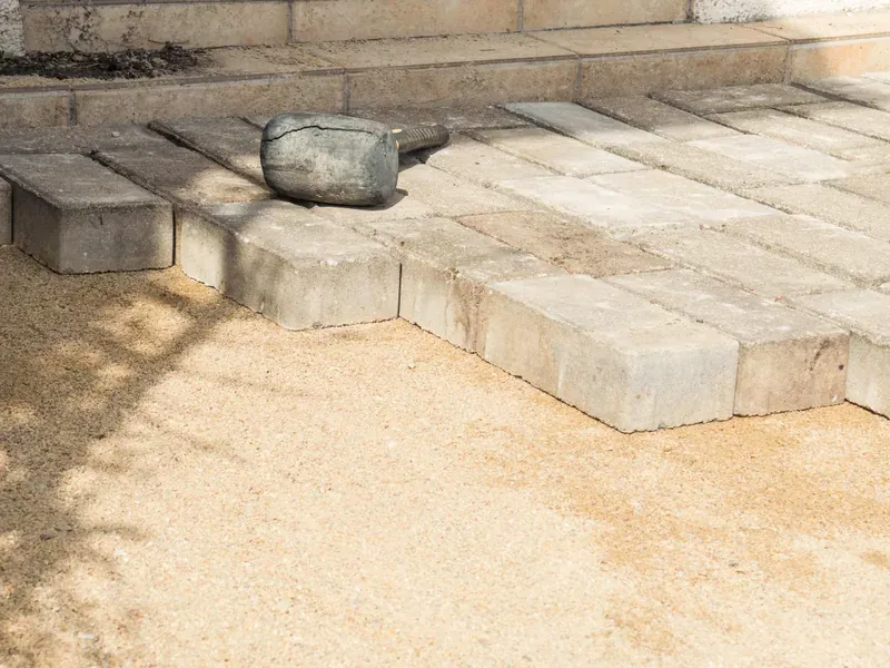 Concrete paver patio close-up