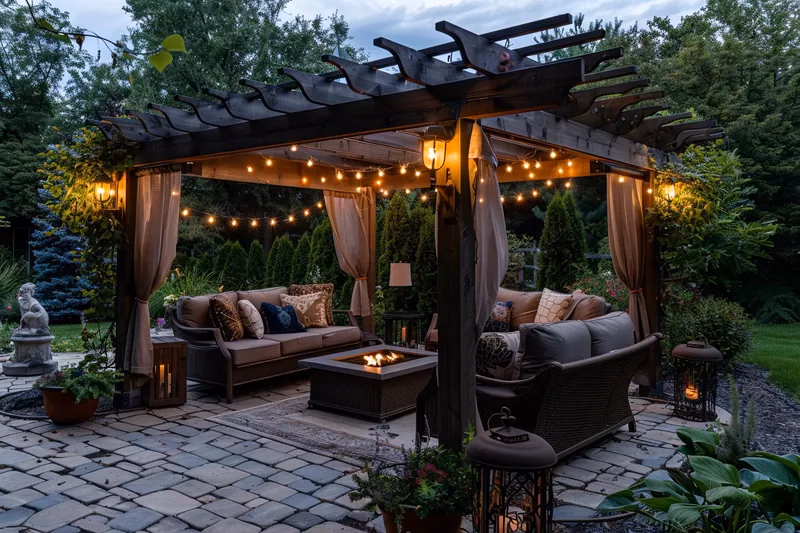 Downlight from pergola beams