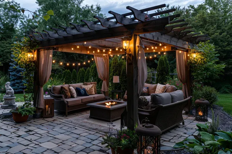 Downlight from pergola beams